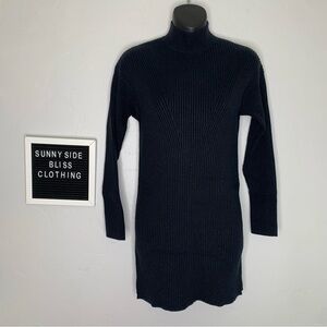 Abercrombie & Fitch Black Ribbed Knit Mini Dress XS Long Sleeve Mock Neck
